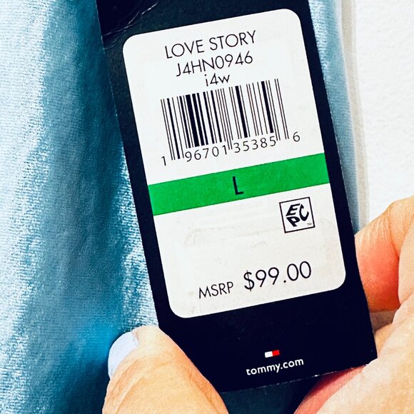 LOVE STORY Tommy Hilfiger Silk Bias Flared Maxi Skirt Light Blue - Picture 4 of 4